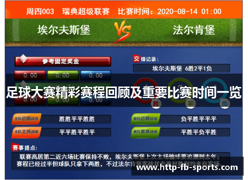 足球大赛精彩赛程回顾及重要比赛时间一览